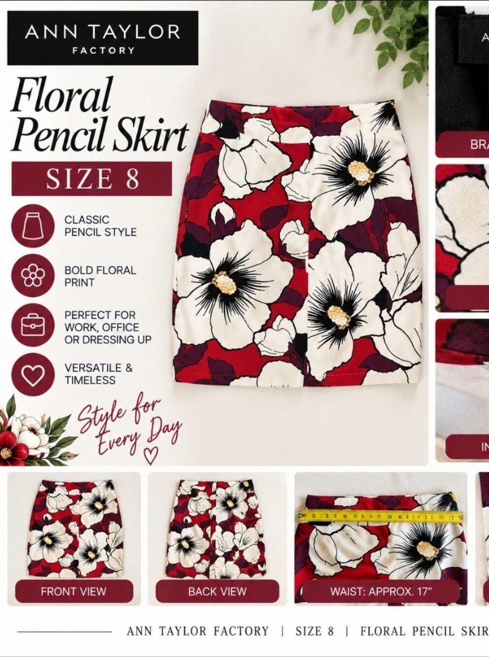 Ann Taylor Factory Floral Pencil Skirt